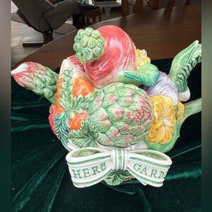 VTG Fitz and Floyd Herb Garden Collectors Tea Pot 1996  Vegetable Market Teapot